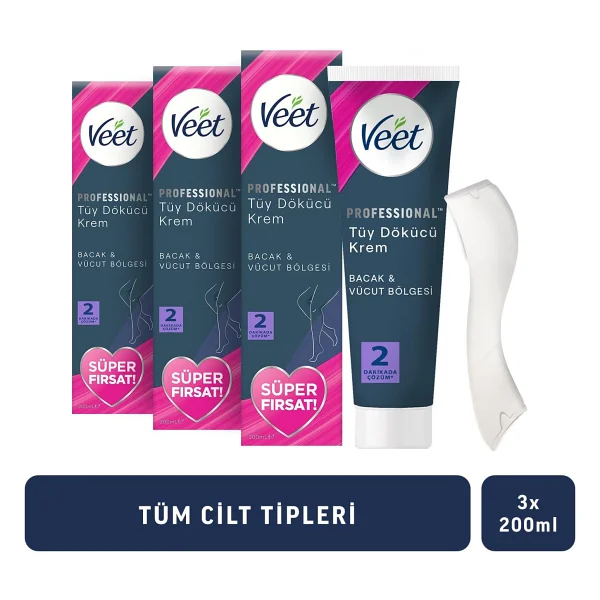 Veet Professional Bacak ve Vücut 200 ml 3 Adet Tüy Dökücü Krem - Görsel 2