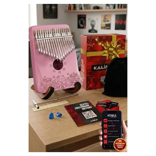 Midex KLX-520 Hakiki Ağaç Geyik Desenli 17 Tuşlu Kalimba Set - Görsel 6