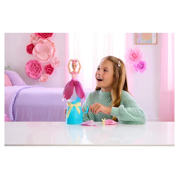 Barbie Petal Pop Serisi Pembe Lale Elbiseli Bebek JMF57 - Görsel 2