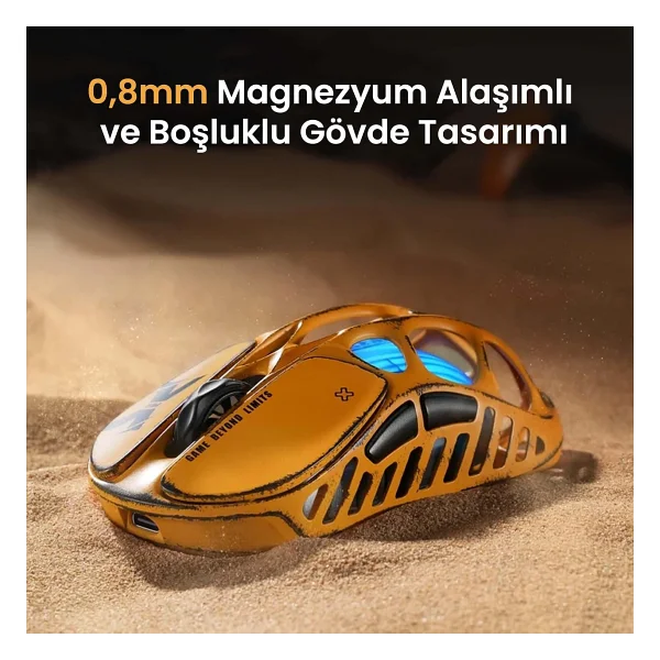 GravaStar Mercury X Sarı Şarjlı Ergonomik Optik Kablolu/Kablosuz Oyuncu Mouse - Görsel 5
