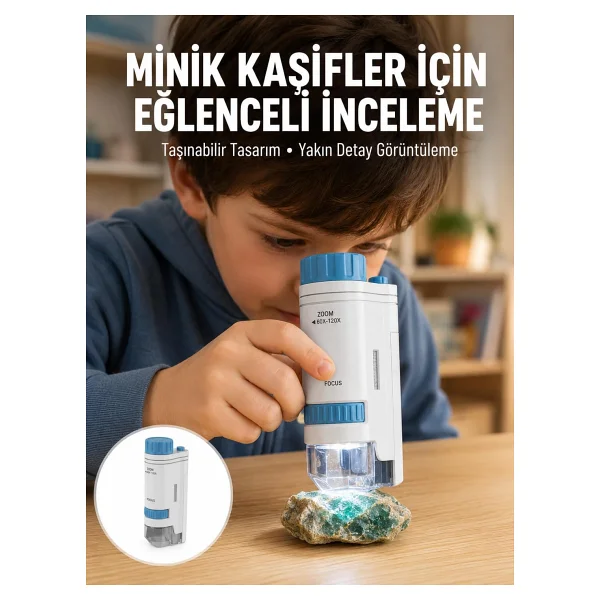 Pmma Optik Lensli Kompakt Taşınabilir Mikroskop Yeni Nesil - Görsel 6