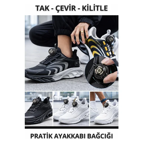 Makaralı Akıllı Bağcık, Kilitle, Yeni Nesil, Bağlamaya Gerek Olmayan Bot, Spor, Klasik Ayakkabı Bağcığı,Elastik Çocuk Yetişkin Takbırak İNCE BAĞCIK (Siyah) - Görsel 5
