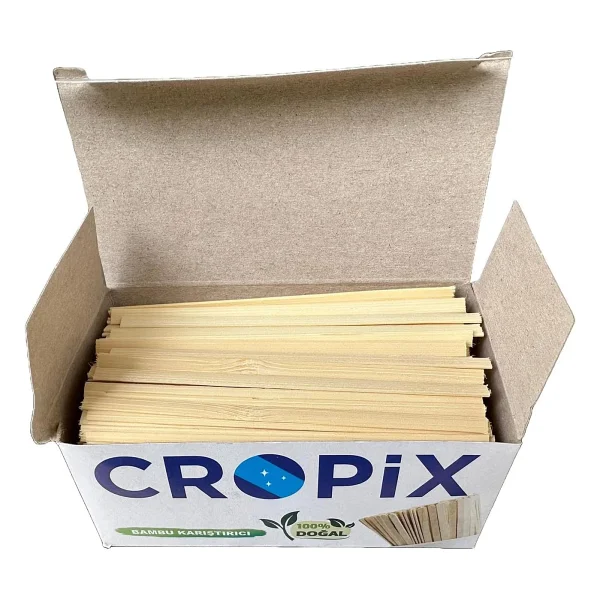 Cropix Tahta Ahşap Bambu Doğal Çay Kahve Karıştırıcı Çubuk Kaşık - 10.5 Cm. - 400 Adetlik 5 Paket - Görsel 3