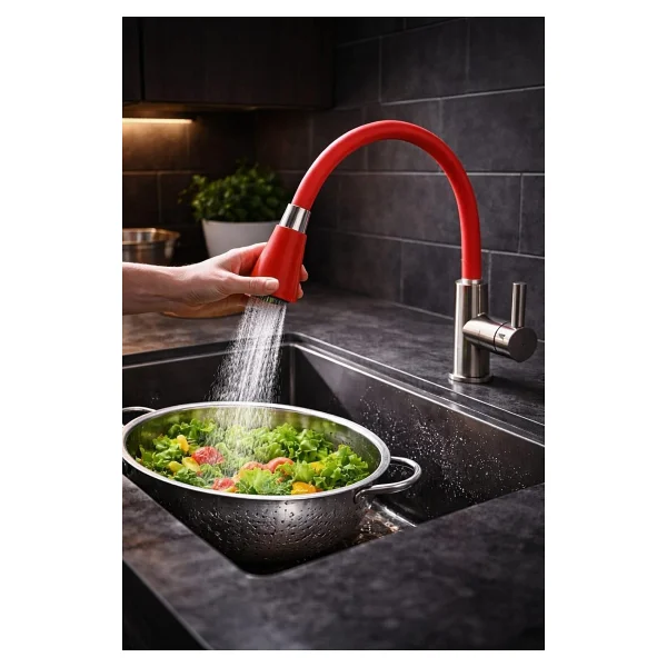 Kyrotech Esnek Silikon Musluk Başlığı - Kıvrılabilir ve Oynar Başlıklı, Beyaz Renkli Musluk Uzatma Aparatı Mutfak ve Banyo Bataryaları İçin Ayarlanabilir Su Yönlendirici 52 CM - Görsel 5