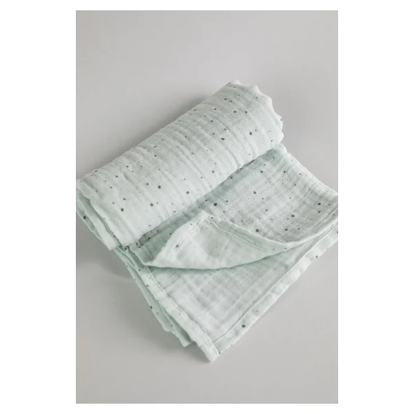 Montefair%100 Organik Pamuk Kumaş Muslin Örtü (Mint Yeşili Nokta Pamuk) - Görsel 8