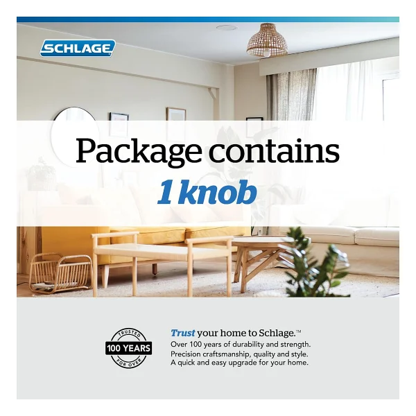 Schlage F170 BWE 622 GSN Bowery Kapı Tokmağı Greyson Trim, Tek Taraflı Dönmeyen Kukla Kapı Kolu, Mat Siyah - Görsel 7