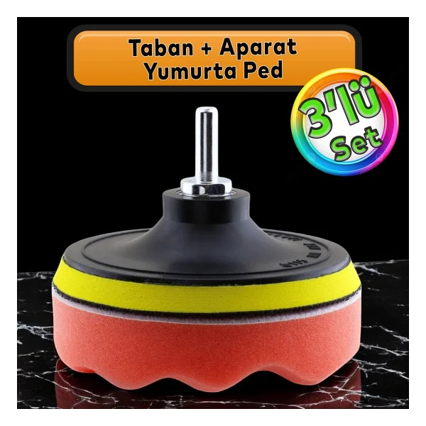 GLASWEN Oto Araç Araba Pasta Cila Polisaj Yumurta Ped + 115 Mm Taban + Matkap Adaptörü Parlatıcı Çizik Giderici 3'lü Set - Görsel 8