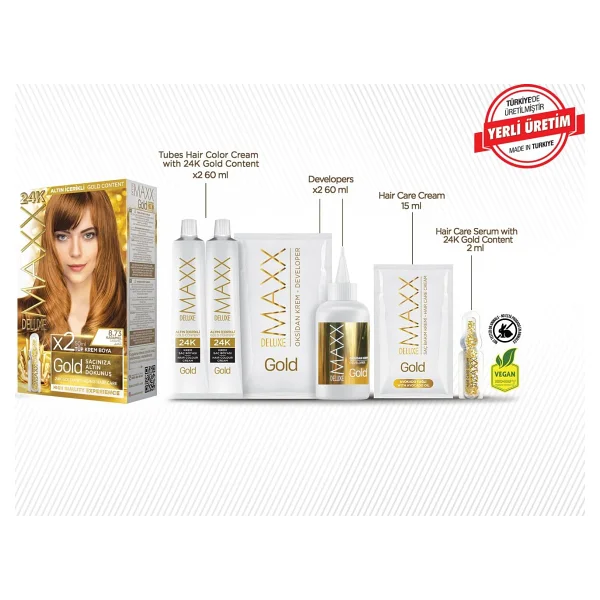 Maxx Deluxe Golden Altın İçerikli Saç Boyası 8.73 Karamel - Görsel 2