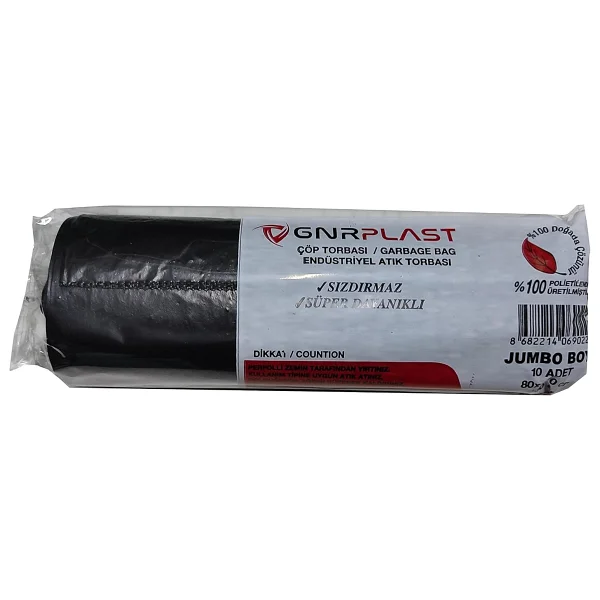 GNR Endüstriyel Jumbo Çöp Torbası Poşeti - 2 Kat - Siyah - 400 Gr. - 80x110 Cm. -10 x 3 Rulo - Görsel 5