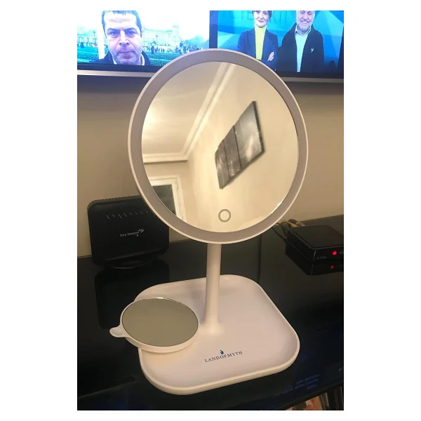 LAND OF MYTH - 1X+5X ZOOM 23 LED Işıklı Makyaj Aynası, 360° Döner, Dokunmatik Sensörlü, Kablolu - Kablosuz Kullanım - Görsel 7