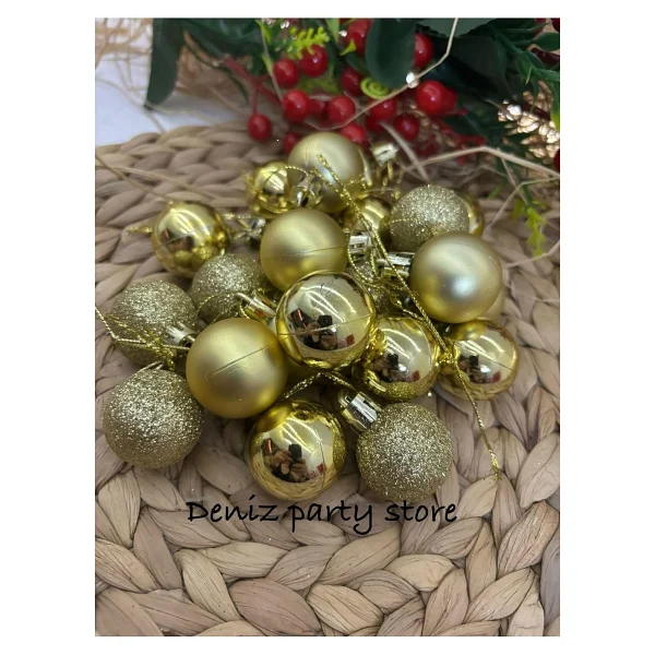 Deniz Party Store 24 Adet Gold Yılbaşı Ağaç Süsü Cici Top 3 Cm - Görsel 5