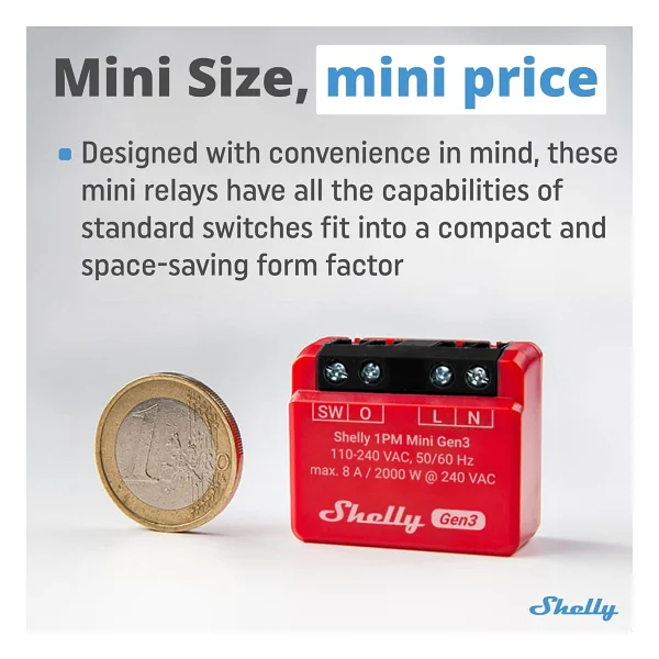Shelly Plus 1PM Mini Gen 3 Wi-Fi Akıllı Röle - Görsel 2