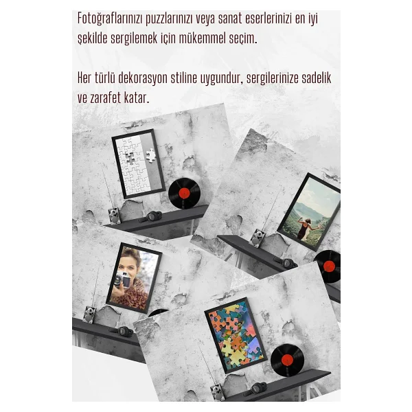 21lik Puzzle Poster Resim Çerçevesi PVCli Postersiz Resimsiz Çerçeve (Siyah, 35x50) - Görsel 2