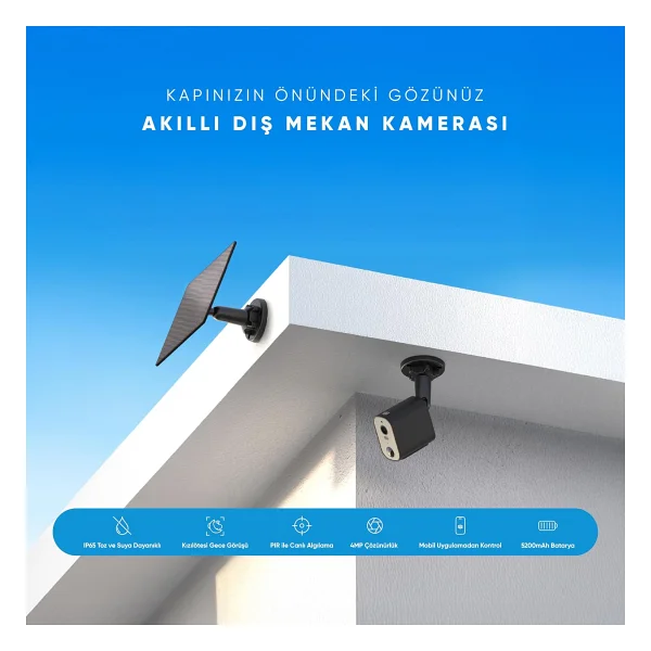 Şımart Bullet 4 MP Güneş Enerjili Gece Görüşlü Wi-Fi Güvenlik Kamerası - Görsel 10