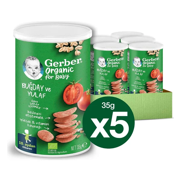 Gerber Organik Buğday ve Yulaflı Bebek Atıştırmalığı 35 gr 5 Adet - Görsel 4
