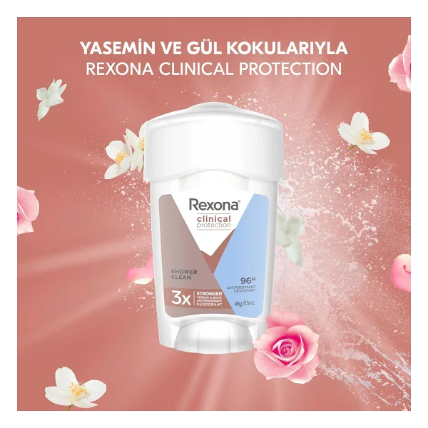 Rexona Clinical Protection Shower Clean 45 ml Kadın Stick Deodorant - Görsel 6
