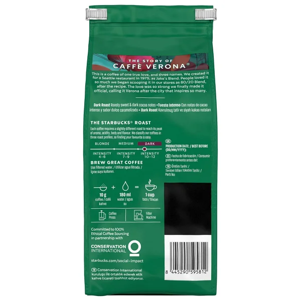 Starbucks Caffe Verona Öğütülmüş Kahve 200 gr - Görsel 6