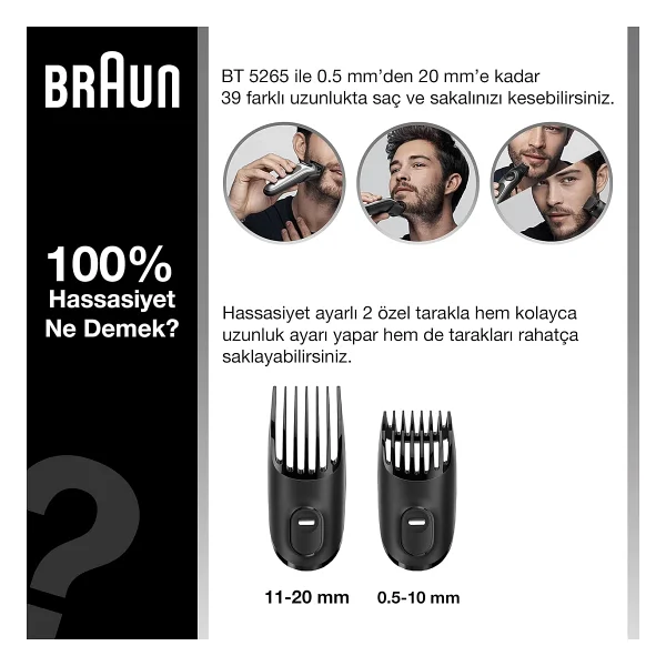 Braun BT5265 + Gillette Fusion5 ProGlide Saç ve Sakal Şekillendirici - Görsel 2