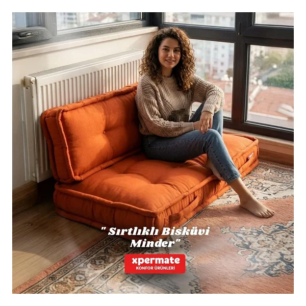 XPERMATE Bisküvi Minder Petek Önü Palet Üstü Minderi Fransız Minder Bank ve Bahçe Minderi 60X120x14 cm (KİREMİT) - Görsel 5