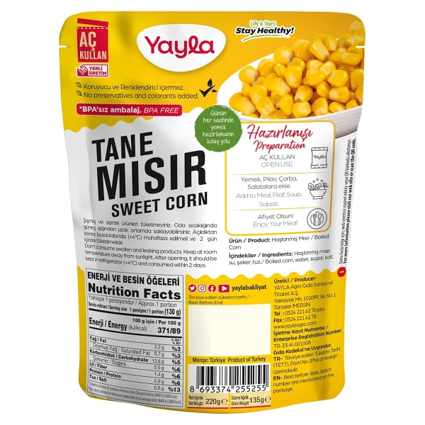 Yayla 220 gr Haşlanmış Tane Mısır - Görsel 2