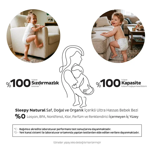 Sleepy Natural Double Soft 1 Numara Yenidoğan 50'li Bebek Bezi - Görsel 8