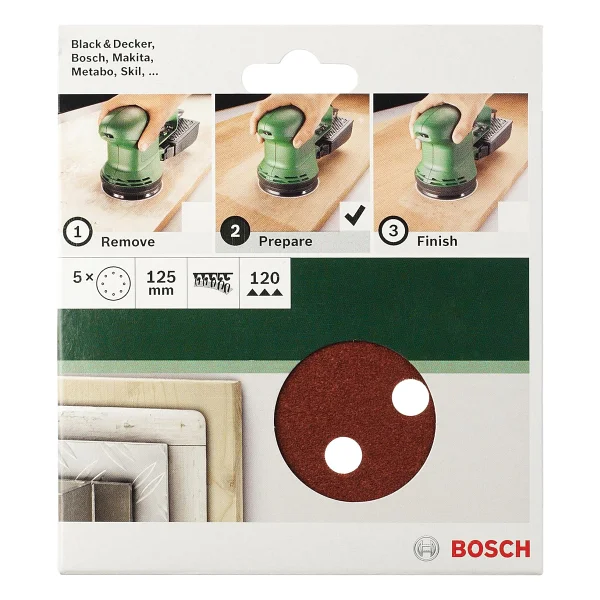Bosch - Eksantirik Zımpara Kağıdı 6'Lı Set, 125 Mm 60/120/240 Kum 8 Delik - Görsel 4