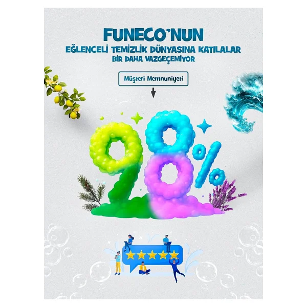 FUNECO Klozet Tuvalet WC Temizleyici, 1 Kutuda 4 Paket (300g), Aktif Köpüklü, Doğa Dostu, Limon - Görsel 6