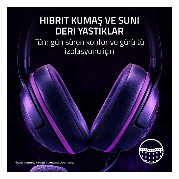 Razer Kraken Kitty V2 Gengar Edition RZ04-04730300-R3M1 RGB 7.1 USB Kablolu Kulak Üstü Oyuncu Kulaklığı - Görsel 7