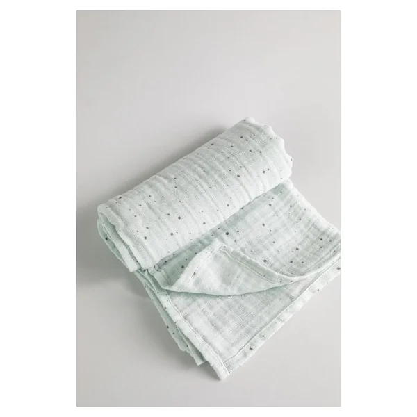 Montefair%100 Organik Pamuk Kumaş Muslin Örtü (Mint Yeşili Nokta Pamuk) - Görsel 6