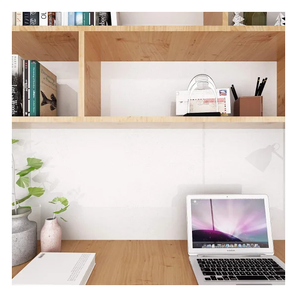 Livelynine 40 cm x 5 m Parlak Beyaz Temaslı Kağıt Yapışkan Arka Plastik Kendinden Yapışkanlı Vinil Sargı Düz Duvar Kağıdı Mutfak Tezgahı Banyo Dolabı Mutfak Dolapları Kapı Mobilya Çıkartmaları Parlak - Görsel 3