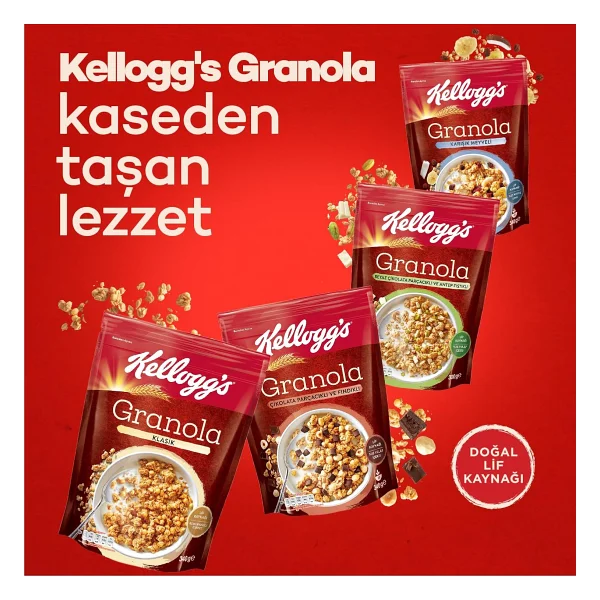 KELLOGG'S Granola Beyaz Çikolatali & Antep Fıstıklı 300 gr x 12 Adet,%46 Yulaf, Lif Kaynağı, Antioksidan İçerir, Kahvaltılık Gevrek, Müsli - Görsel 4