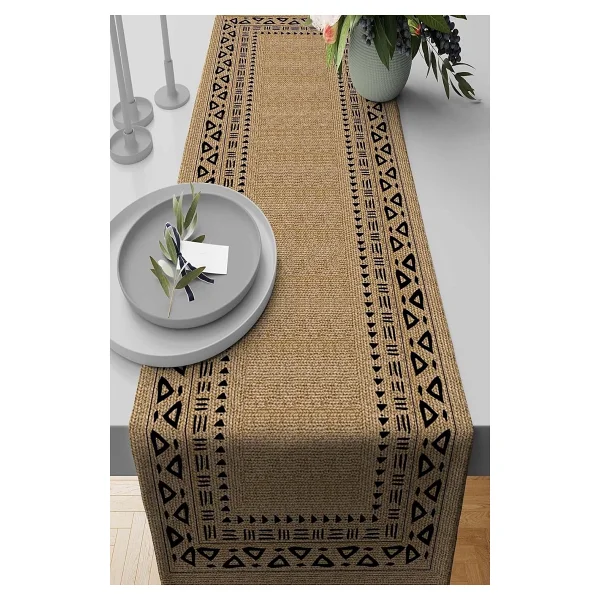 Viva Home 40x140cm Runner Masa Örtüsü Premium Tay Tüyü Dokuma Leke Tutmaz Kumaş Hasır Görünümlü Rnr190 - Görsel 6