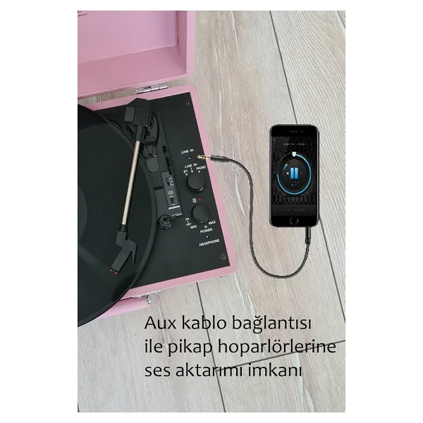 Record Master ST14012 Pembe Çantalı Retro Pikap - Görsel 4