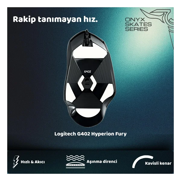 Klasse Onyx Mouse Skate (Logitech G402 Hyperion Fury ile uyumlu Skatez) - Görsel 2