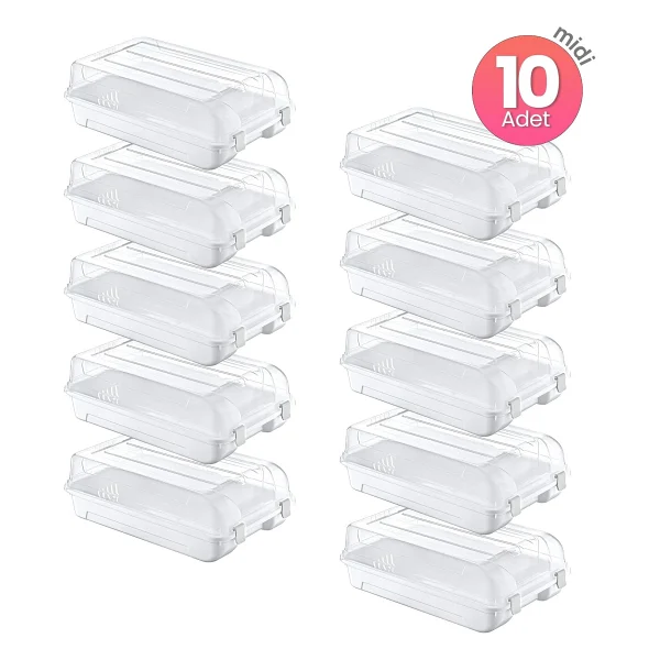 Smartware 10'Lu Set Kadın Beyaz Ayakkabı Kutusu - Görsel 3