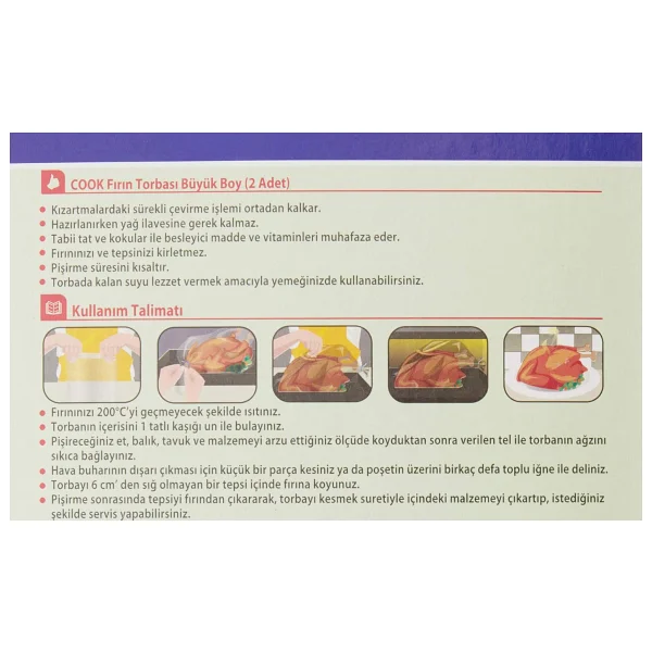 Cook Fırın Torbası, Büyük Boy 45 cm x 50 cm (2 Adet/Kutu içi) 2li paket - Görsel 3