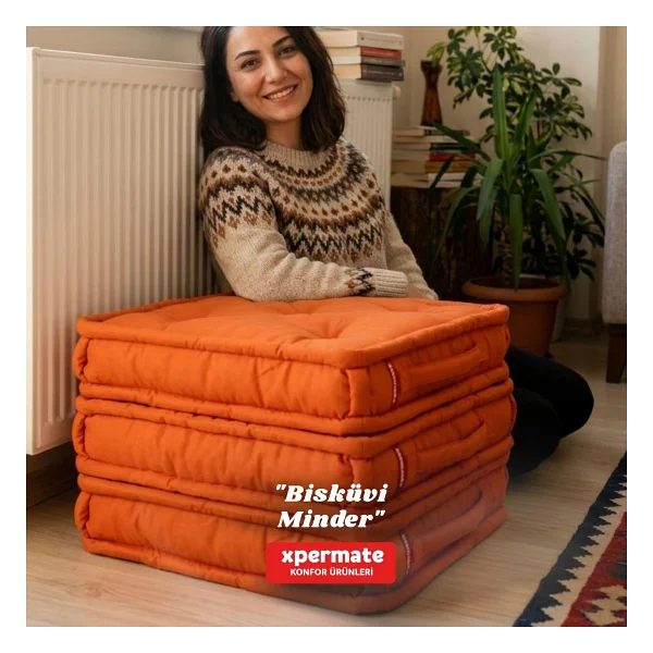 XPERMATE Bisküvi Minder Petek Önü Palet Üstü Minderi Fransız Minder Bank ve Bahçe Minderi 55x55x14 cm (Kremit) - Görsel 5