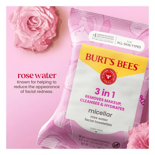 Burt's Bees Gül Suyu İçeren Micellar Makyaj Temizleme Mendili, 30 Adet - Görsel 5