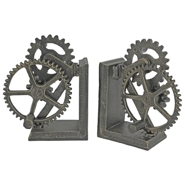 Design Toscano QH9631 Endüstriyel Dişli Steampunk Dekor Kitap Destekleri, 38 cm, İkili Set, Çok Renkli - Görsel 2