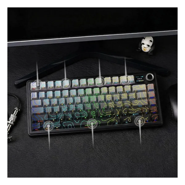Aula F75 Max Mekanik RGB TKL Reaper Switch Kablosuz Makrolu Hot Swap Klavye Desenli Gri - Görsel 6