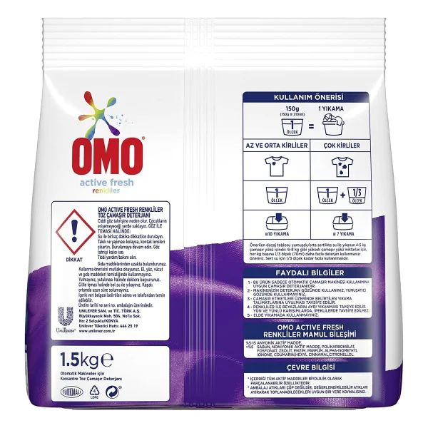 Omo Active Fresh Renkliler için 1.5 kg Toz Deterjan - Görsel 3