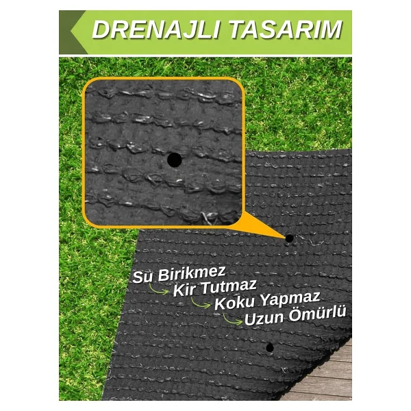 Beylini Dekoratif Suni Çim Halı 20 mm Gerçek Çim Görünümlü Balkon Teras Bahçe İçin Yapay Çimen Kaymaz Taban Yapay Çim Ölçü Seçenekli (100 x 400) - Görsel 5