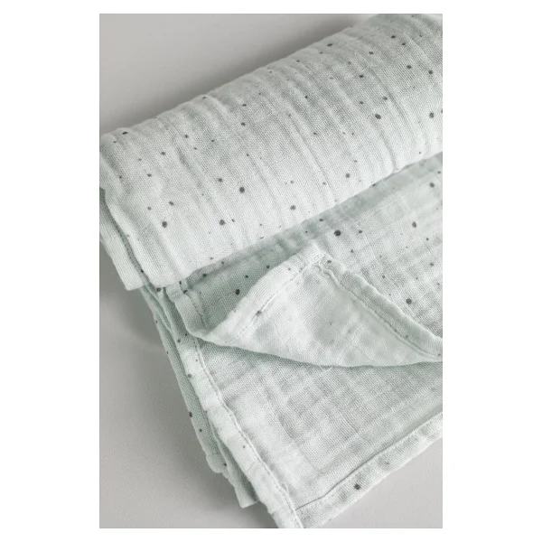 Montefair%100 Organik Pamuk Kumaş Muslin Örtü (Mint Yeşili Nokta Pamuk) - Görsel 7