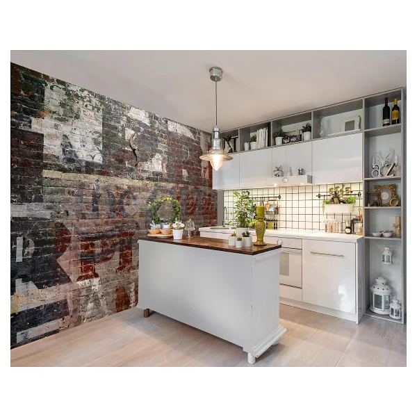 Wall Rogues Tuğla Duvar Desenli Duvar Kağıdı, Gri, 3x2.4 metre - Görsel 2