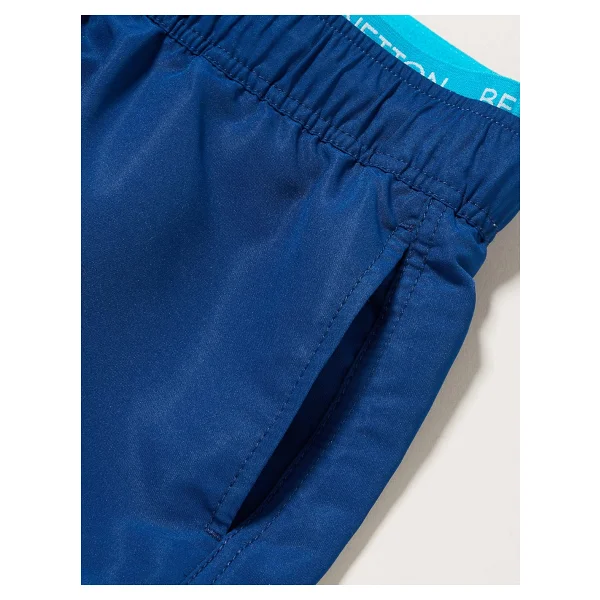 United Colors of Benetton Erkek Çocuk Beli Lastikli Düz Renk Mayo Plaj Giyim, İndigo, 9-12 Ay - Görsel 2