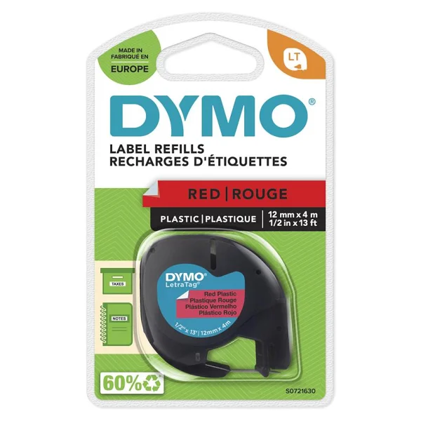 DYMO 59424 Letratag 12 mm x 4 mm Kırmızı Şerit - Görsel 3