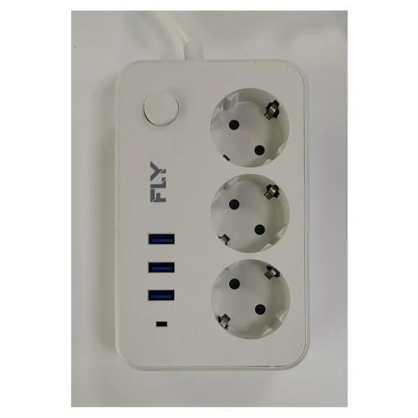 Fly 3406-01 2 m 3 USB 3'lü Anahtarlı Termal Akım Korumalı Priz - Görsel 8