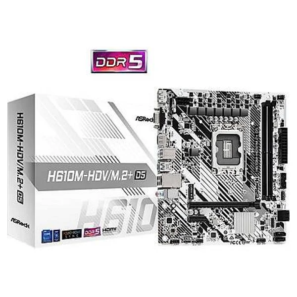 Asrock H610M HDV/M.2+D5 Intel LGA1700 DDR5 Micro ATX Anakart - Görsel 2