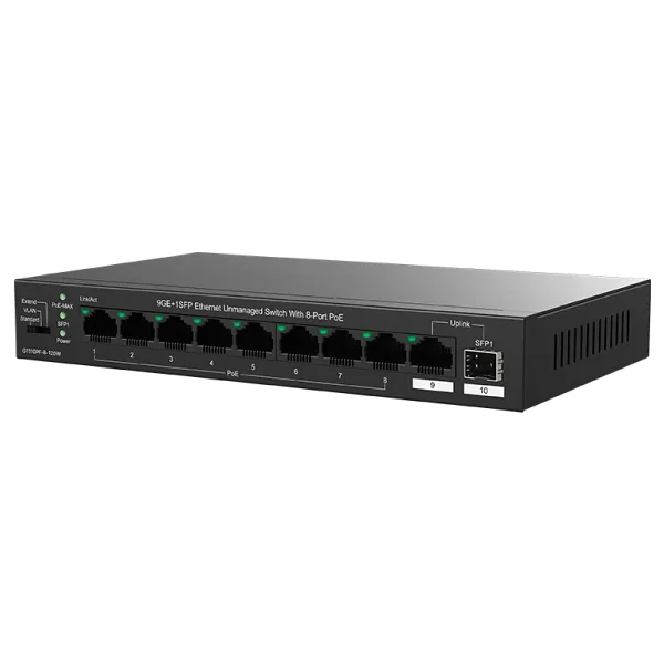 Tenda TEG1110PF-8-120W 10 Port 10/100/1000 8 Port PoE 1 Port Uplink+ 1 SFP 120W Yonetilemez Desktop Switch - Görsel 5