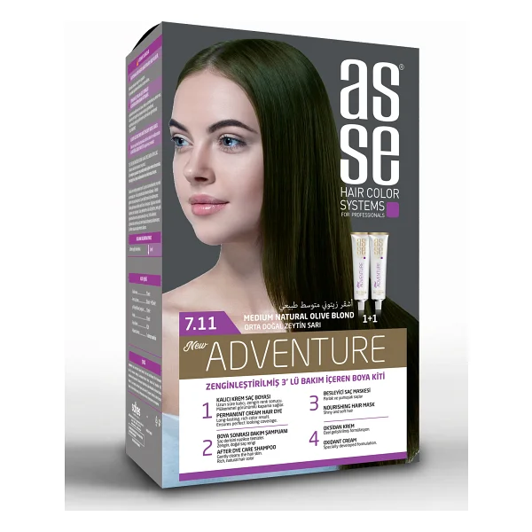 Asse Adventure 7.11 Orta Doğal Zeytin Sarı Saç Boyası - Görsel 6
